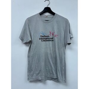 Vintage‎ Durham International Celebration Shirt Mens Small Gray Screen Stars 80s